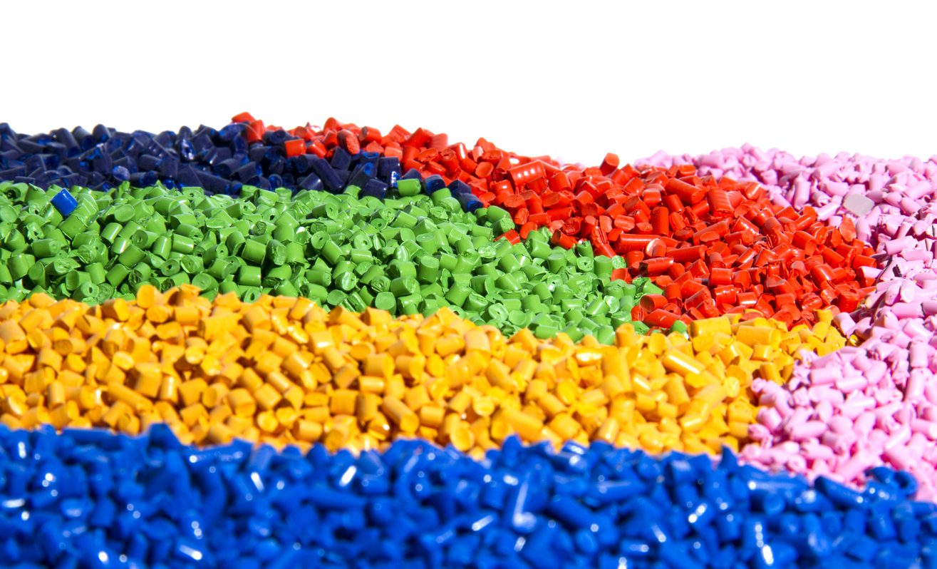 Vibrant colorful pieces of tiny bits of plastic